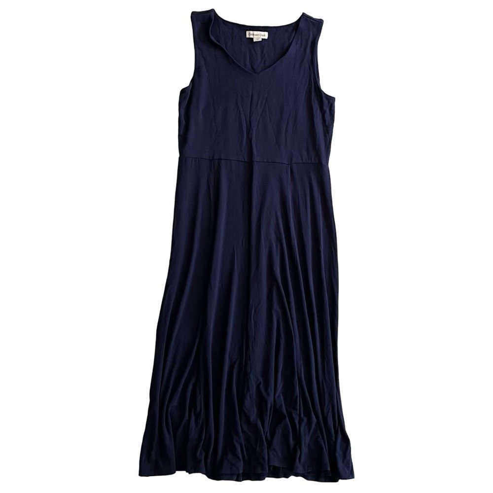 Coldwater Creek Navy Blue Sleeveless Jersey Knit Maxi Dress Size PS
